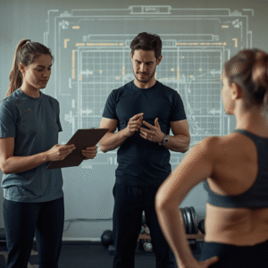 Coach analyzing an athlete's bodyweight hip hinge movement pattern