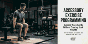 A man in athletic wear performing dumbbell Romanian deadlifts in a professional gym environment